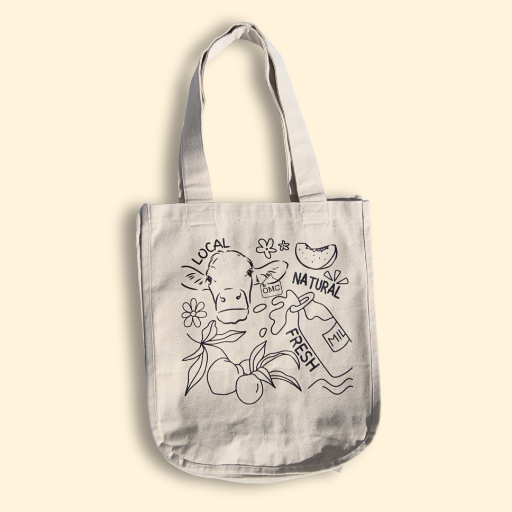 "Cow Abstract" Reusable Grocery Tote Bag